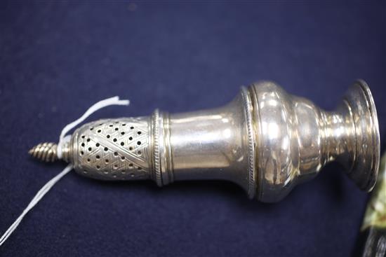 An early George III silver baluster pepperette, 3 oz.